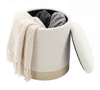 HOMCOM Pouf avec espace de rangement - Housse Sherpa jusqu'à 120 kg - 38 cm - Blanc crème