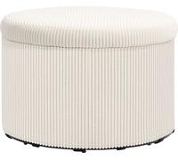 HOMCOM Pouf avec espace de rangement Tabouret avec couvercle, pouf rond rembourré Tabouret de pied avec aspect velours côtelé pour salon, chambre à coucher 60 x 60 x 41 cm Beige