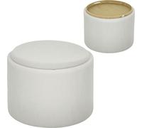 HOMCOM Pouf avec espace de rangement Tabouret avec couvercle, tabouret de pied rond Tabouret rembourré Table basse aspect velours côtelé 56 x 56 x 42 cm Blanc crème