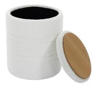 HOMCOM Pouf avec espace de rangement, tabouret rond avec couvercle, tabouret rembourré aspect sherpa, table d'appoint moderne pour salon, chambre à coucher, 36,5 x 36,5 x 46,5 cm, blanc