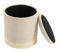 HOMCOM Pouf Coffre Rangement, Tabouret Rond en Chenille, Pouf Repose-Pieds avec Base en métal Effet Bois, pour la Chambre à Coucher, entrée, Salon, Charge 120 Kg, Ø 38 x 45 cm, Beige