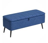 HOMCOM Pouf de Rangement à Rabat, Pieds Acier pour Chambre, Bleu foncé