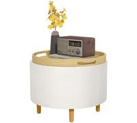 HOMCOM Pouf de Rangement avec Couvercle Rabattable 56x56x42cm Blanc