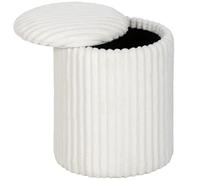 HOMCOM Pouf de rangement avec couvercle réversible, pouf moderne en velours côtelé pour salon et chambre, Blanc