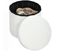 HOMCOM Pouf de rangement, banc de rangement pliable, 35 L, 38 x 38 x 38 cm, revêtement en velours, coffre de rangement rond, charge maximale 120 kg, tabouret pour salon, chambre, entrée, couleur crème