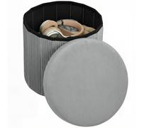 HOMCOM Pouf de Rangement Banc de Rangement Pliable 35 L 38x38x38 cm Revêtement en Velours Coffre de Rangement Gris foncé