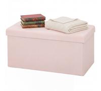 HOMCOM Pouf de rangement, Banc de rangement pliable 84 L 76x38x38 cm Revêtu en lin synthétique Coffre de rangement Rose