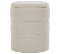 HOMCOM Pouf de Rangement en Chenille avec Couvercle, Tabouret Rond pour Salon et Chambre, Beige