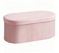 HOMCOM Pouf de Rangement Pliable avec revêtement Velours, Rose