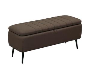 HOMCOM Pouf de rangement rectangulaire avec dessus rabattable, banc rembourré en tissu aspect lin avec pieds en acier pour salon, chambre à coucher, marron foncé