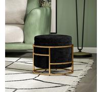 HOMCOM Pouf de rangement rembourré, repose-pieds en cadre métallique, doré, Noir