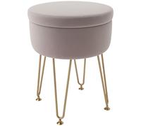HOMCOM Pouf de Rangement Rond Moderne en Velours avec Pieds en épingle à Cheveux en métal et Couvercle Amovible, pour Couloir, Chambre à Coucher, Salon - 5 L, Rose Clair