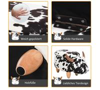 HOMCOM Pouf déco avec espace de rangement 62x35x36cm noir et blanc simili cuir design cochon pour salon et chambre d'enfant