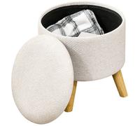HOMCOM - Pouf - Lin - 39x39x40cm - crème