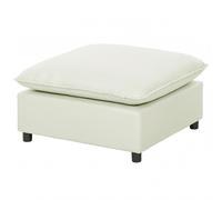 HOMCOM Pouf moderne en tissu, ottomane avec pieds en plastique pour salon et chambre, 75 cm, blanc crème