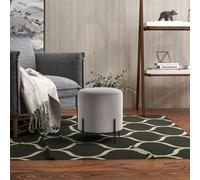 HOMCOM Pouf ottoman tabouret pouf repose-pied en velours pieds en acier pour salon chambre Ø 35 x 38 cm gris clair