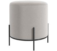 HomCom Pouf Ottoman en velours, pieds en acier, Ø 35 x 38 cm, Gris clair pour salon/chambre