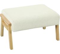 HOMCOM-Pouf-pouf-polyester, bois de caoutchouc-70L x 46L x 40H cm-blanc-crème
