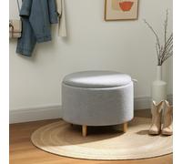 HOMCOM Pouf Pouf Rembourré en Peluche Teddy, Espace de Rangement Caché, Couvercle Réversible, 56 cm x 56 cm x 42 cm, Gris