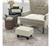 HOMCOM Pouf repose-pied tabouret bas en tissu de lin capacité de charge 110 Kg 40 x 30 x 24 cm beige