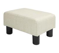HOMCOM Pouf Repose-Pied Tabouret Bas en Tissu de Lin capacité de Charge 110 Kg 40 x 30 x 24 cm Beige