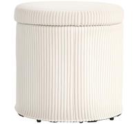 HOMCOM Pouf Rond 40cm en Velours avec Couvercle Pédestal Beige | Tabouret Rembourré, Tabouret de Coiffure, Salon, Chambre