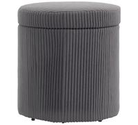 HOMCOM Pouf Rond 40cm en Velours avec Couvercle Pédestal Gris