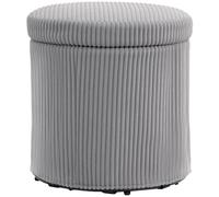 HOMCOM Pouf Rond de Rangement Coffre Ø40x41 cm Gris Clair