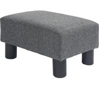 HOMCOM Pouf Tabouret avec aspect lin Tabouret de pied moderne Tabouret rembourré Ottomane pour chambre à coucher, salon, gris foncé