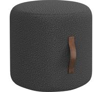HOMCOM Pouf, tabouret de pied, tabouret rond rembourré, ottomane avec poignée, repose-pieds avec aspect velours, pour salon, chambre à coucher, gris foncé, Ø48 x 45 cm