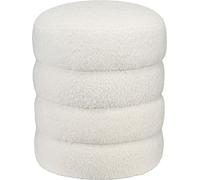 HOMCOM Pouf, tabouret de pied, tabouret rond rembourré, repose-pieds avec coussin d'assise, pour salon, chambre à coucher, blanc crème, Ø40 x 45 cm