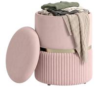 HOMCOM Pouf Tabouret Repose-Pied Coffre de Rangement 36x36x44cm Rose