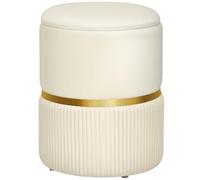 HOMCOM Pouf Tabouret Repose-Pied, Coffre de Rangement, en Velours côtelé, Design Moderne, 36 x 36 x 44 cm, pour Salon, Chambre, Beige
