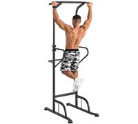 HOMCOM Power Tower Dip Station, Barre de Traction, Barre de dips, Acier | Station de Musculation, Hauteur Réglable, Poignées en Forme U, Rack de Puissance pour la Maison