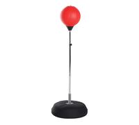 HomCom Sac de frappe sur pied réglable 126-144 cm, gants, pompe, base de lestage Rouge