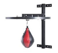 HOMCOM Punching Ball Poire de Vitesse Boxe avec Support Plateau tournant Composite Acier revêtement synthétique Rouge Noir