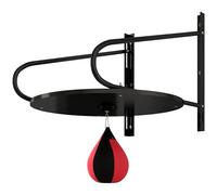 Punching Ball Poire De Vitesse Boxe Avec Support Plateau Tournant + Pompe Mdf Acier Revêtement Synthétique Rouge Noir