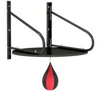 HOMCOM Punching Ball Poire de Vitesse Boxe avec Support Plateau tournant + Pompe en bois Hauteur Réglable Acier revêtement synthétique Rouge Noir Description:Cet ensemble poire de vitesse avec support