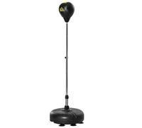 HOMCOM Punching Ball sur Pied Réglable en Hauteur 133-151 cm 2 Gants Noir | Sac de Frappe sur Pied, Base Lesté avec 6 Ventouses, Exercice à Domicile, Soulagement du Stress, Fitness