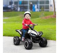 HOMCOM Quad buggy électrique enfant 12 V 3 Km/h max. effets lumineux selle pour enfant 3-5 ans métal PP noir blanc Description:Laissez vos enfants découvrir tout le plaisir de la conduite à bord de ce
