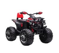 Voiture 4x4 Quad Buggy Électrique Enfant 12 V 5 Km/H Max. Effets Lumineux Sonores Selle Avec Dossier Porte-Bagage Avant Métal Pp Rouge Noir