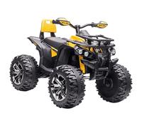 Homcom - Voiture 4x4 quad buggy électrique enfant 12 V 8 Km/h max. effets lumineux sonores selle avec dossier porte-bagage avant métal PP jaune noir - Jaune