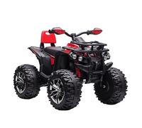 HOMCOM Quad Buggy électrique Enfant 12 V 8 Km/h Max. Voiture électrique Enfant avec Effets Lumineux sonores Selle avec Dossier Porte-Bagage Avant métal PP Rouge Noir