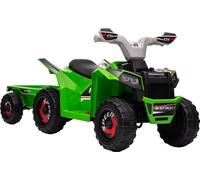 HOMCOM Quad électrique 6V pour enfants, véhicule pour enfants, voiture électrique avec remorque pour enfants 1,5-3 ans, 2,5 km/h, métal, 106 x 41,5 x 48,5 cm, vert