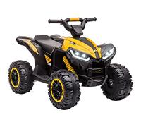 HOMCOM Quad électrique Enfant 12 V, Voiture électrique Enfants 2 Moteurs 2 Vitesses 3-6 km/h, phares LED, klaxon, pour Enfant de 3 à 5 Ans, poignée et Selle Ergonomique, Jaune