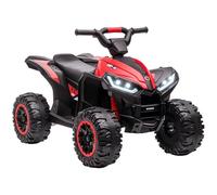 HOMCOM Quad électrique Enfant 12 V, Voiture électrique Enfants 2 Moteurs 2 Vitesses 3-6 km/h, phares LED, klaxon, pour Enfant de 3 à 5 Ans, poignée et Selle Ergonomique, Rouge
