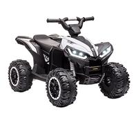 HOMCOM Quad électrique Enfant 12 V, Voiture électrique Enfants 2 Moteurs 2 Vitesses 3-6 km/h, phares LED, klaxon, pour Enfant de 3 à 5 Ans, poignée et Selle Ergonomique, Blanc