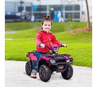 HOMCOM Quad électrique enfant 12V, voiture électrique enfants, double moteur, phares et musique, 88x45x50cm, rose