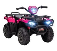 HOMCOM Quad électrique Enfant 12V, Voiture électrique Enfants, Double Moteur, Vitesse 2-4 km/h, phares et Musique, Marche Avant et arrière, Voiture à Batterie pour 3 à 5 Ans, Rose