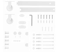 HOMCOM Quincaillerie pour portes coulissantes 200 cm, kit d'accessoires pour porte coulissante avec 2 rails en acier au carbone et guide de sol, pour garage, armoire, blanc
